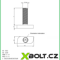 Šroub hlava T (kladívková) - M08x25 , A2 nerez - Image 2